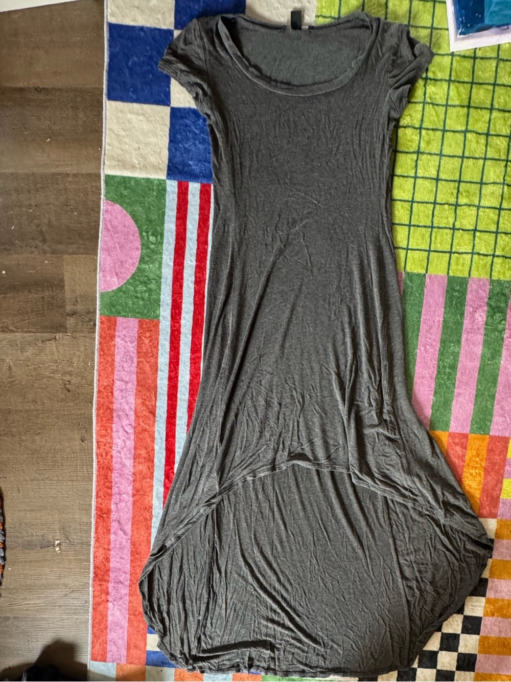 Forever 21 Charcoal Gray Short-Sleeve Maxi Dress
